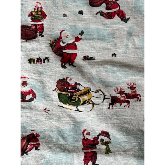 Vintage-Inspired Santa Claus Christmas Table Runner With Red Pom-Pom Trim 68" - Picture 4 of 7